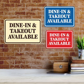 Signs ByLITA Classic Framed Dine-In And Takeout Available Door or Wall Sign Easy Installation | Office And Shop Decor | Bars And Restaurants